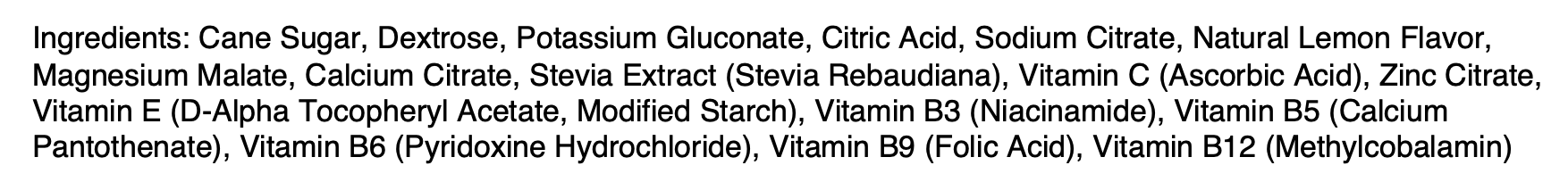 Optimal Hydration Ingredients List